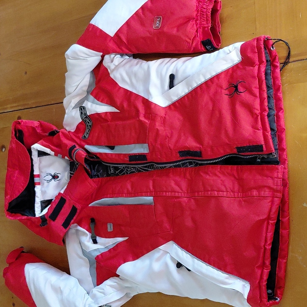 Spyder Red White Ski Womans Coat Small